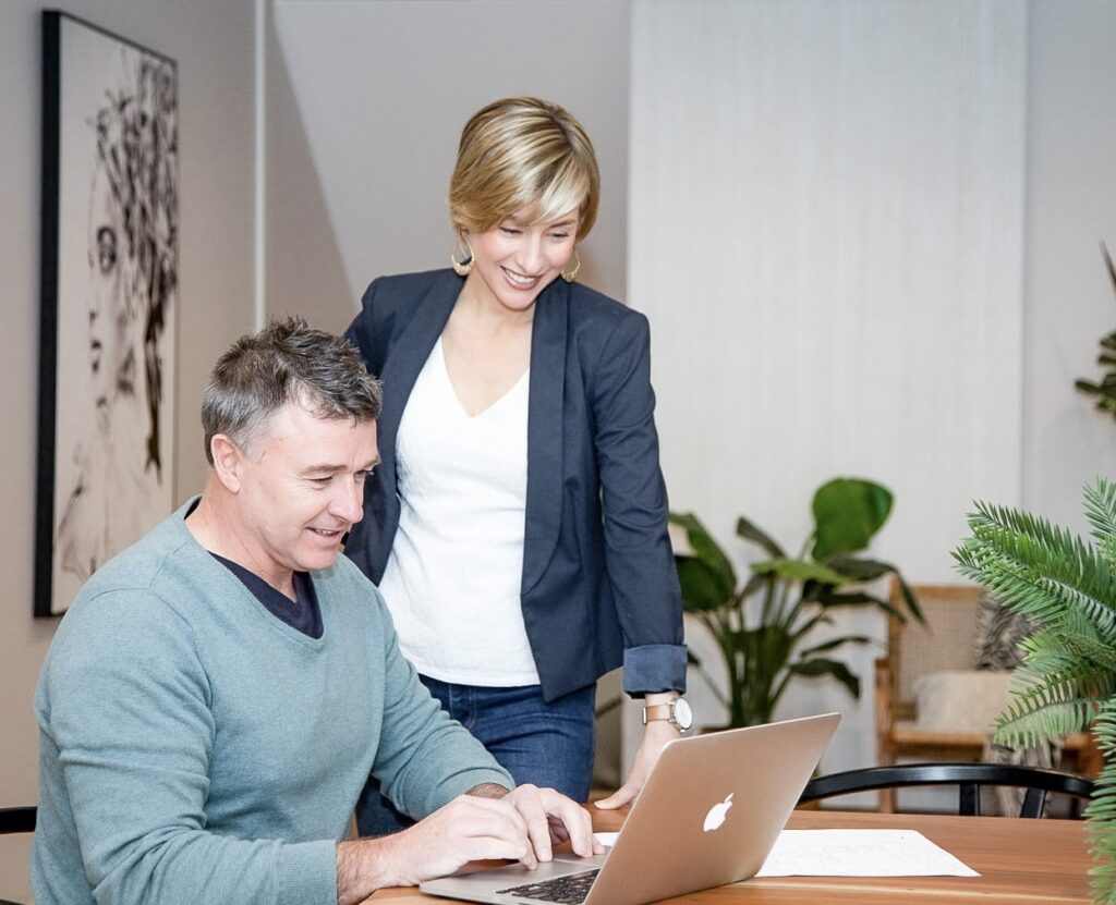 Wade and Candice working on a client project