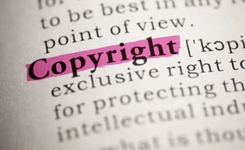 Copyright word highlighted in textbook