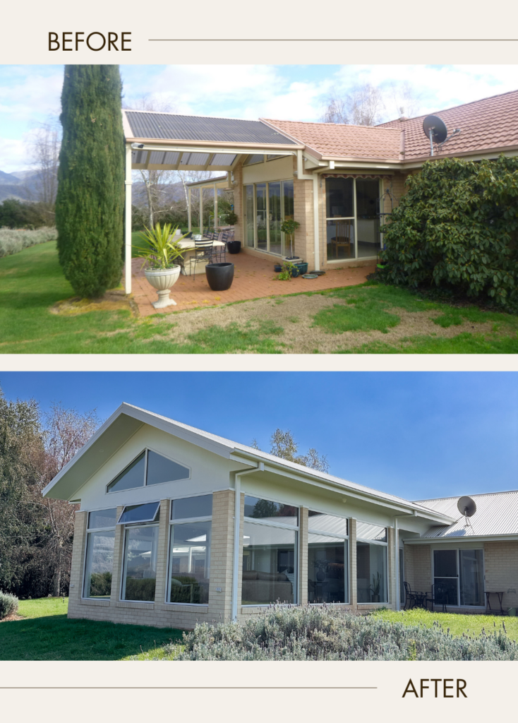 before and after of Aline exterior extension