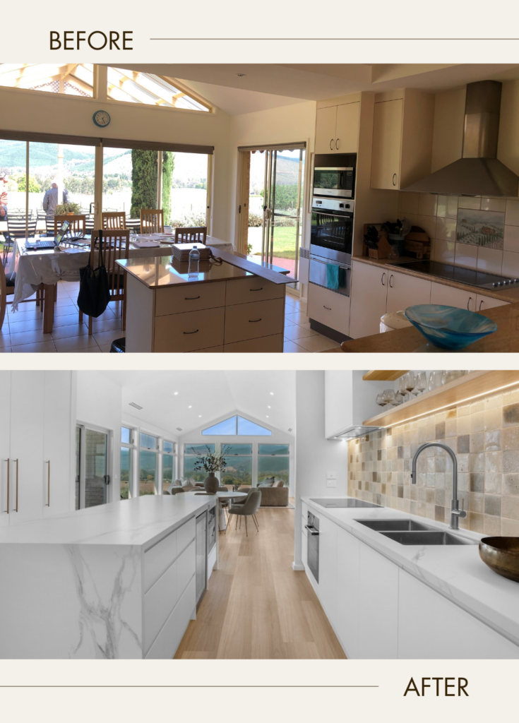 before and after of Alpine kitchen and living extension